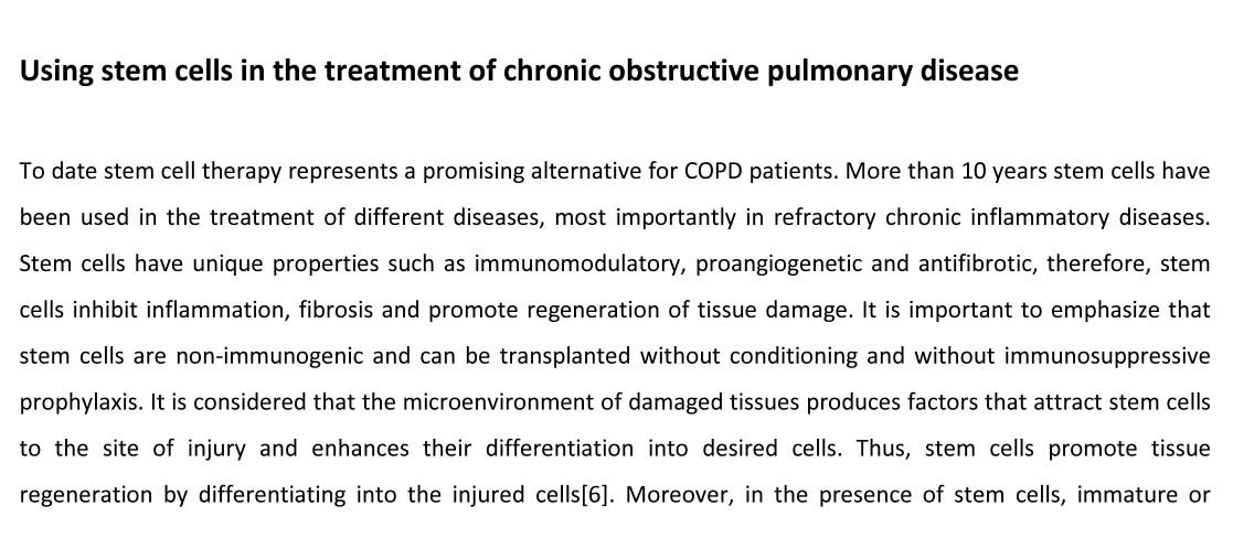 Copd stem cell treatment